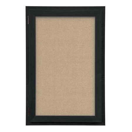 United Visual Products Outdoor Enclosed Combo Board, 42"x32", Satin Frame/Black Porc & Rubber UVCB4232OD-BLKPORC-RUBBER